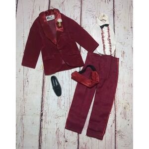 Vintage Ken Mod Night Scene #1496 Burgundy Tuxedo Outfit 1971 No Socks 1 Shoe